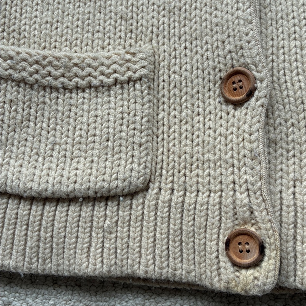 Roots Women's Vintage Beige Wool Blend Knit Cardigan Sweater Medium Fits Small - Picture 3 of 10